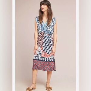 “Porridge” Anthropologie Patchwork Midi Dress Size Small